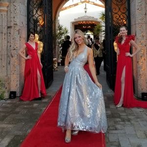 Sparkly shimmery silver gray long gown!!!